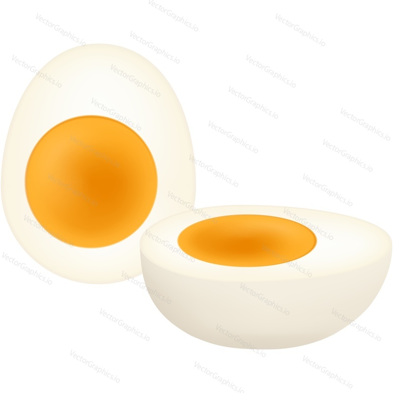 Eggs yolk and white vector. Protein food icon isolated. Fresh fried omelet. Breakfast menu, sport diet