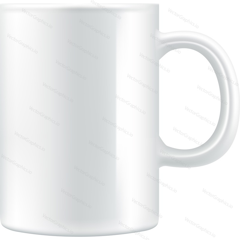 Mug vector. Cup icon. White ceramic utensil for aromatic coffee or tea isolated on white background