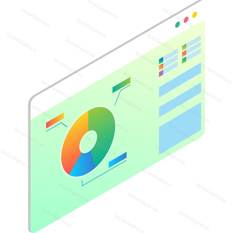 Business data analysis in chart and graph vector icon. Digital research, finance web report, seo information