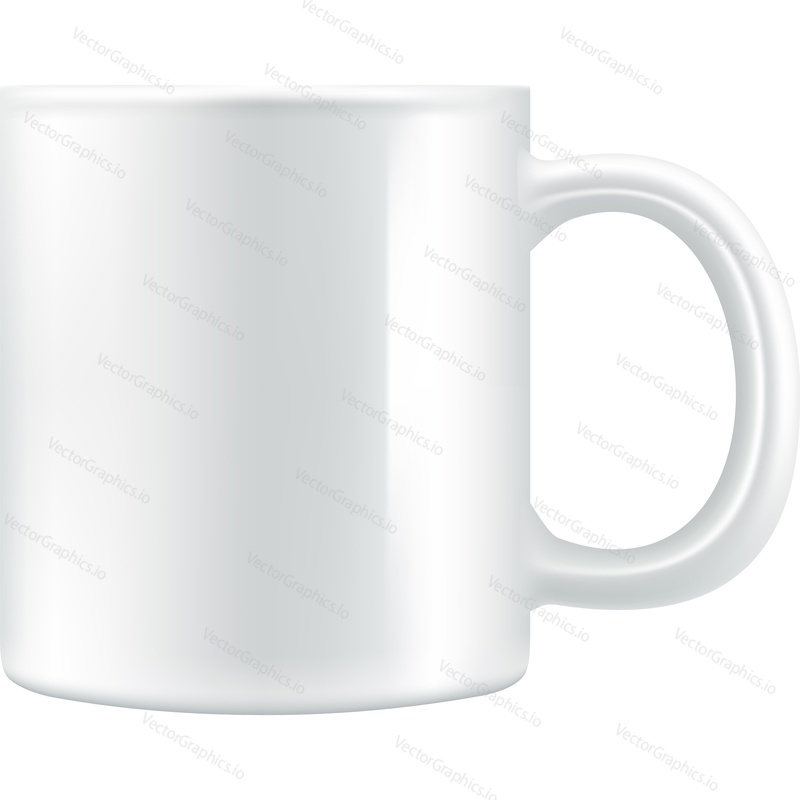 Ceramic coffee mug icon. Vector white cup isolated. Blank tea crockery utensil