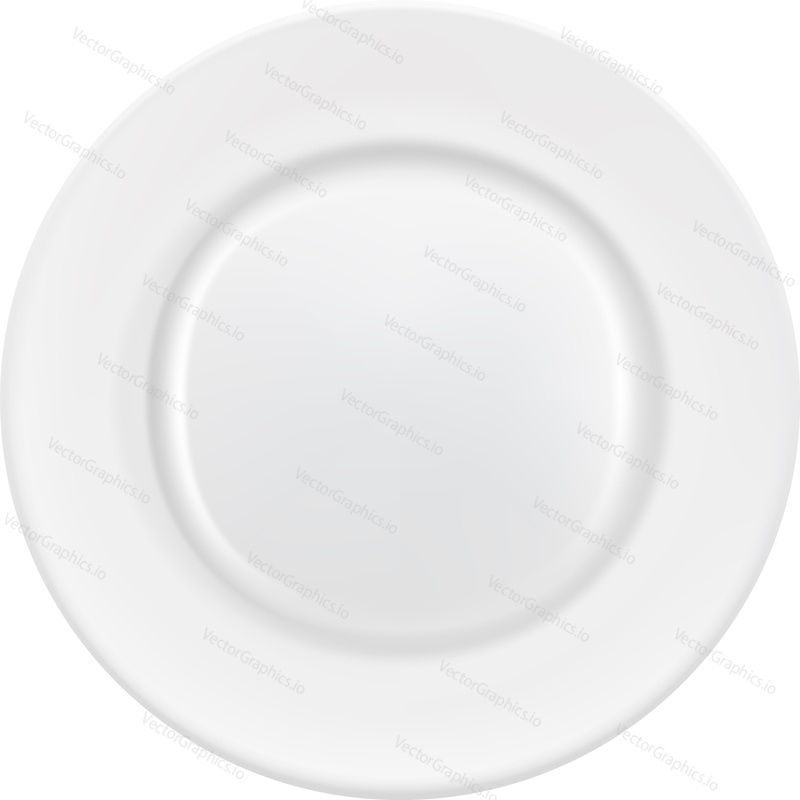 Empty plate top view vector icon isolated on white background. Clean porcelain dining dish. Ceramic utensil