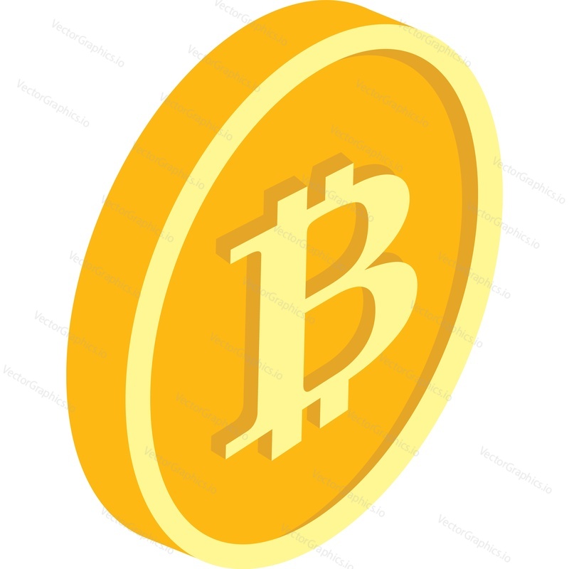 Bitcoin coin vector icon isolated on white background. Cryptocurrency token, digital money, virtual currency, e-money