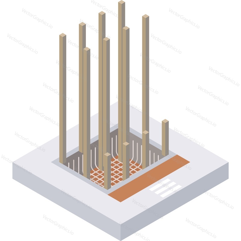 House construction element icon. Vector tied rebar cage isolated on white background