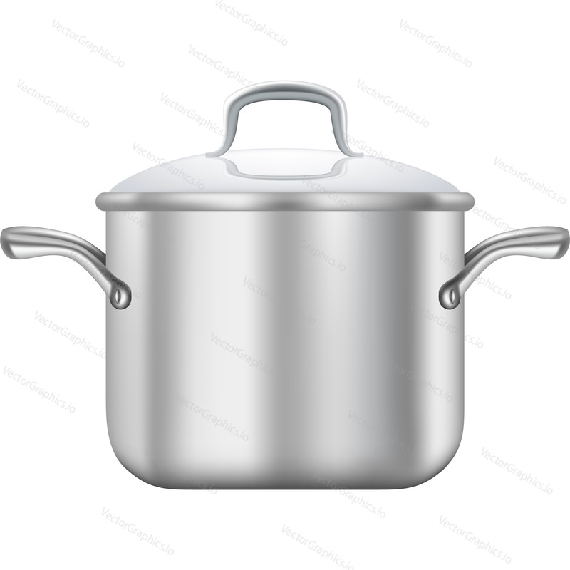 Pot vector. Kitchen cooking pan isolated icon. Saucepan under lid kitchenware on white background