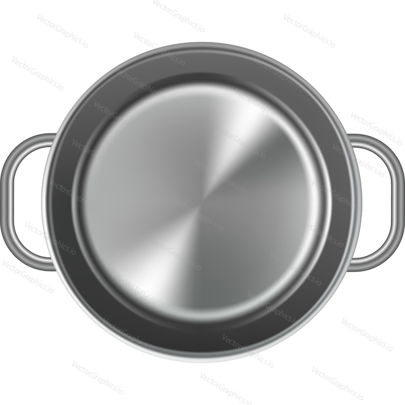 Empty pot top view vector. Kitchen cooking pan isolated icon. Saucepan kitchenware on white background