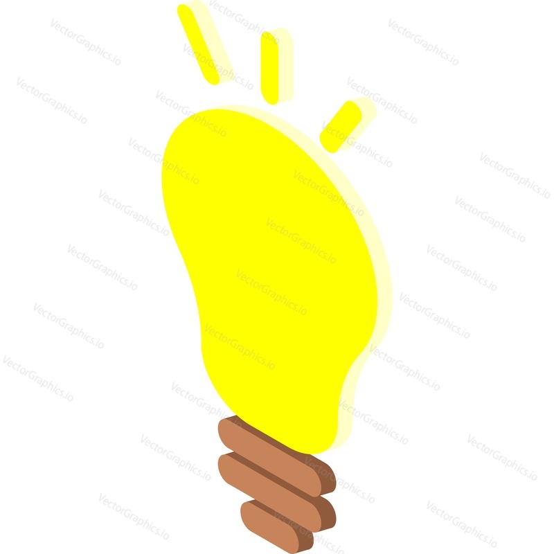 Idea lightbulb vector icon. Creative bright lamp. Solution simple isometric 3d symbol isolated on white background