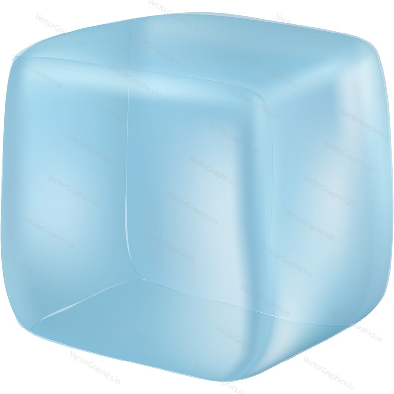 Ice cube vector icon. Frozen water transparent block isolated on white background. 3d isometric design