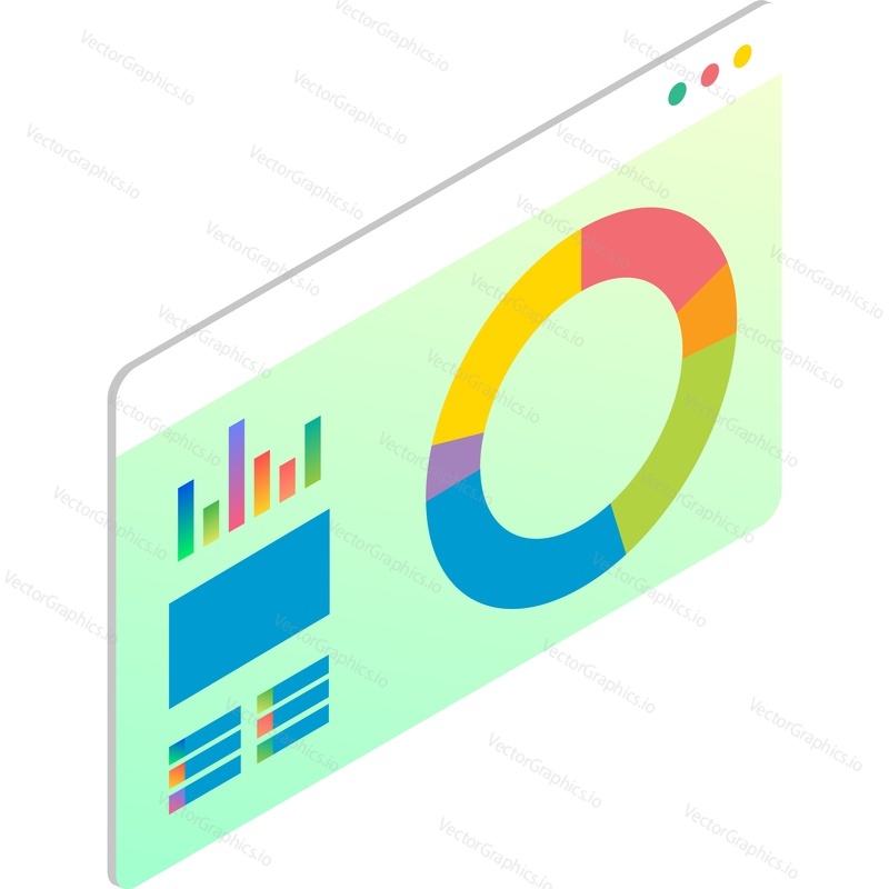 Round analysis data chart graph vector icon. Infographic design element isolated on white background