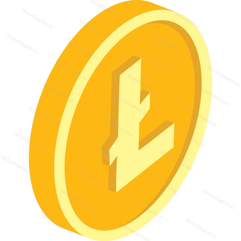 Litecoin coin vector icon isolated on white background. Cryptocurrency token, digital money, virtual currency, e-money