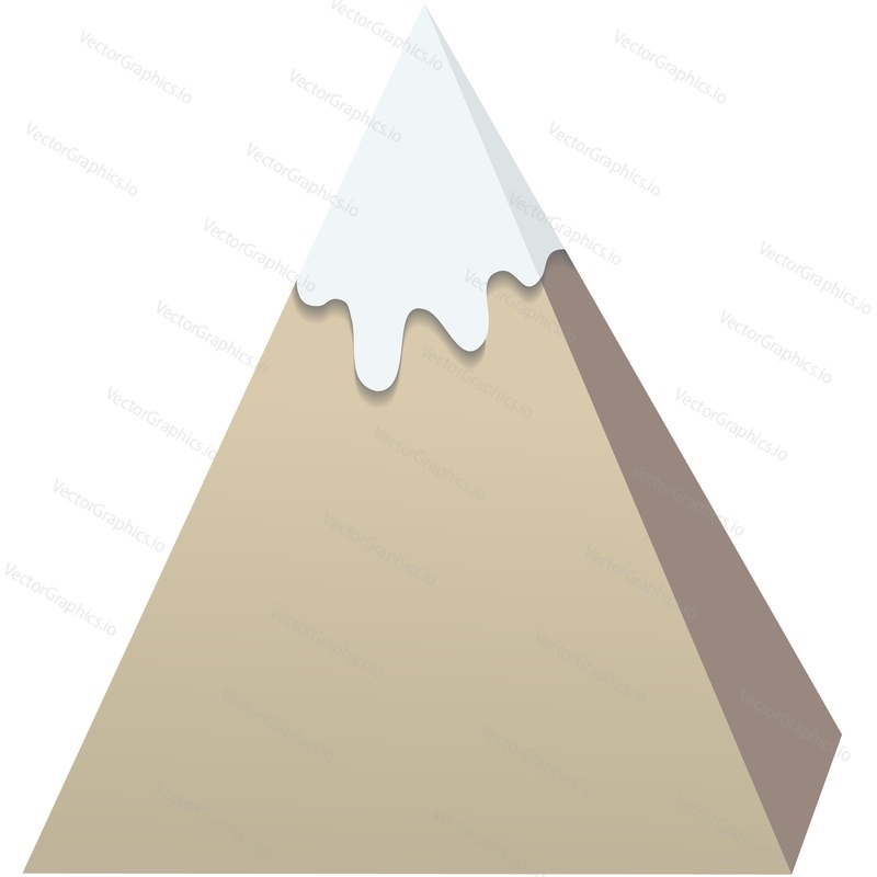 Snowy mount peak vector icon isolated on white. Mountain top, ice hill rock. Business goal, adventure or tourism concept