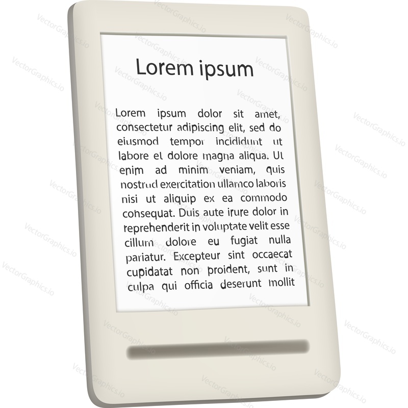 Ebook tablet isolated icon. Vector reader screen with electronic book text isolated on white background