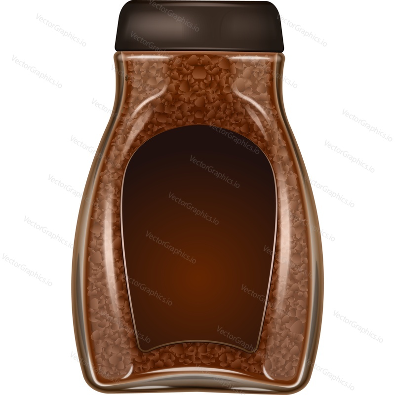 Glass jar full with coffee icon vector. Realistic pack container mockup template ready for branding