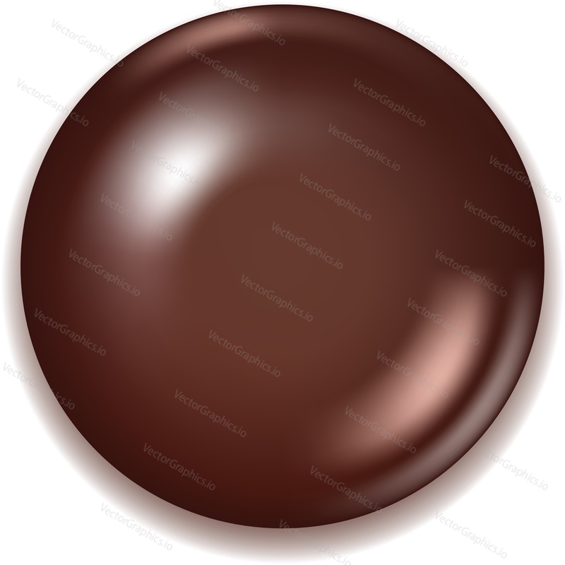 Chocolate round ball realistic vector icon. Molten liquid cocoa cream drop or icing sphere isolated on white background