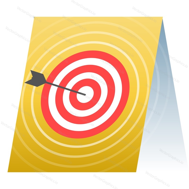 Paper dartboard target with arrow vector icon. Success, efficiency and objective business goal