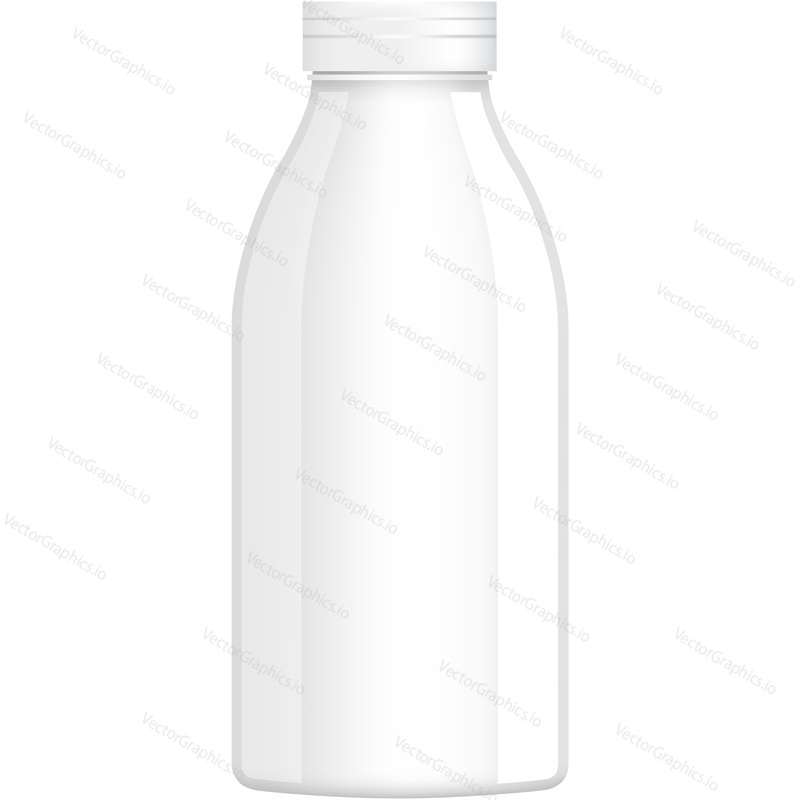 Milk bottle vector. Plastic package icon. Blank drink yogurt flask isolated on white background. Dairy product packaging ready for branding