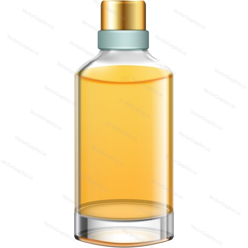 Almond oil bottle realistic vector 3d icon isolated on white background. Organic cosmetic product or natural vegetarian food