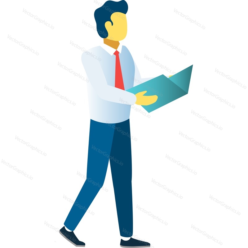 Office worker with folder document icon vector. Man holding business paper. Manager carrying report isolated on white background