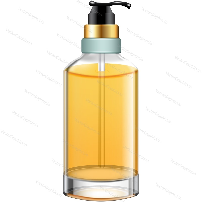 Massage almond oil flask realistic vector 3d icon. Organic cosmetic product for body skin care