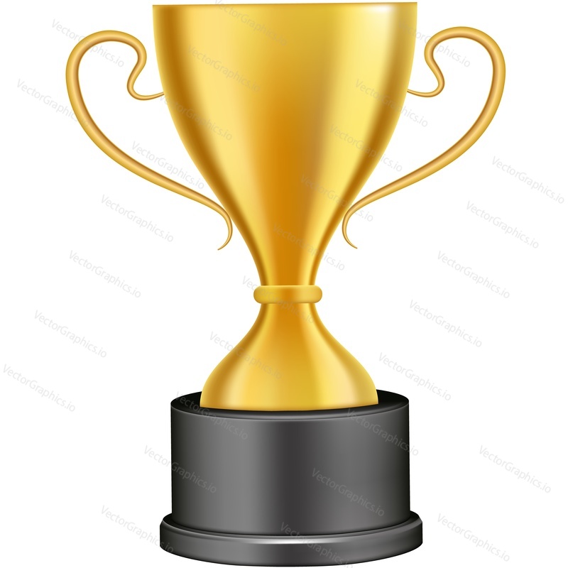 Champion cup icon. Gold winner award vector. Golden goblet prize for sport victory. Luxury trophy isolated on white background