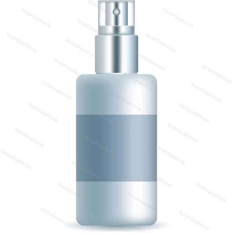 Bottle mockup. Cosmetic product container icon. Plastic package with aerosol dispenser 3d template isolated on white background