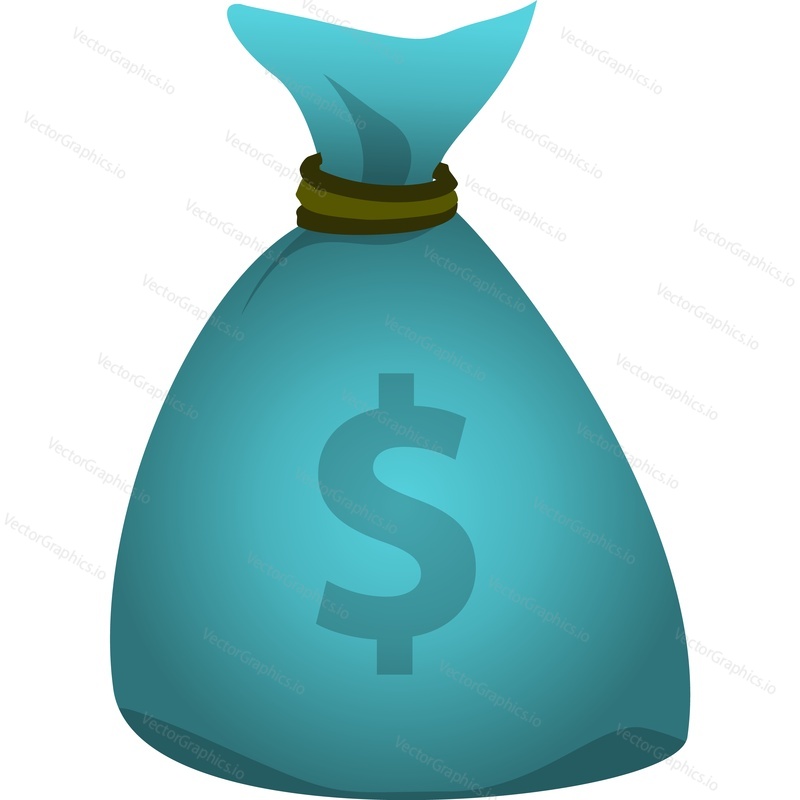 Money cash bag icon. Vector dollar sack isolated on white background. Moneybag symbol