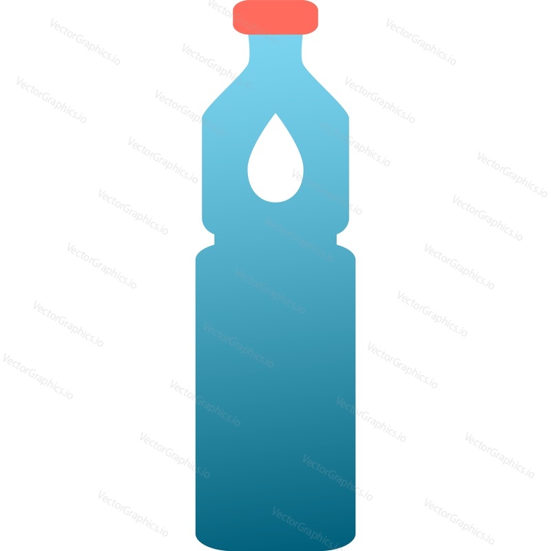 Water bottle vector. Mineral aqua drink plastic pack icon. Healthy beverage, pure liquid packaging isolated on white background