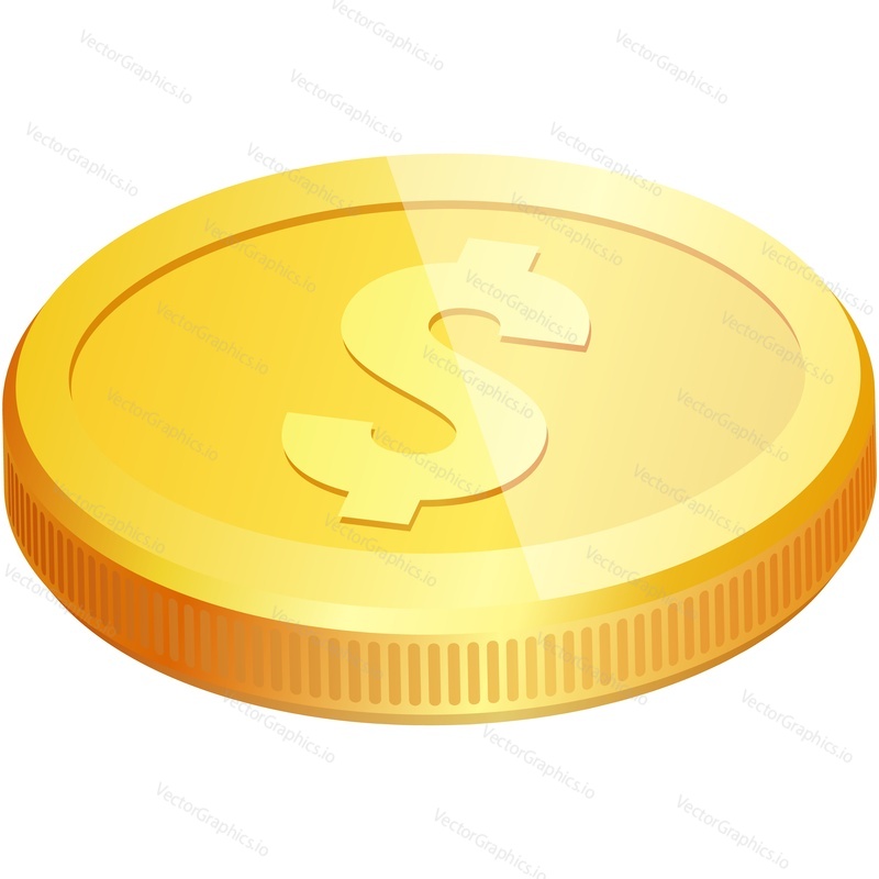 Money coin vector icon. Cash finance design. Bank currency. Financial symbol. Gold dollar 3d sign isolated on white background