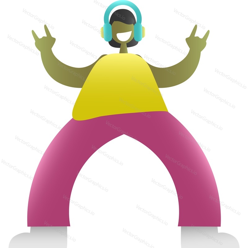 Dj wearing headset vector icon. Disco man in headphone isolated on white background