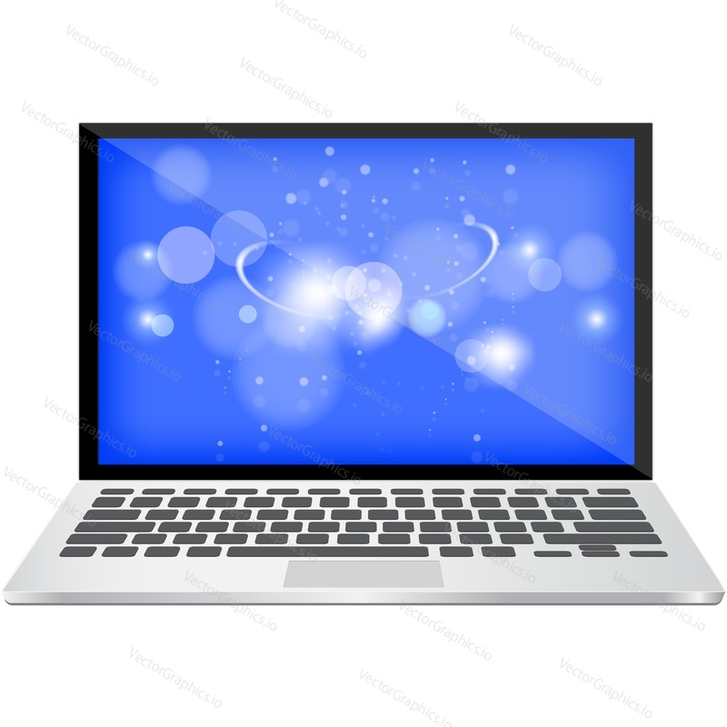 Laptop computer isolated vector icon on white background. Splash screen monitor. Internet technology concept