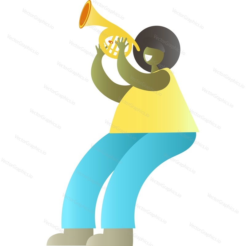 Jazz musician play trombone instrument vector icon. Musician isolated on white background