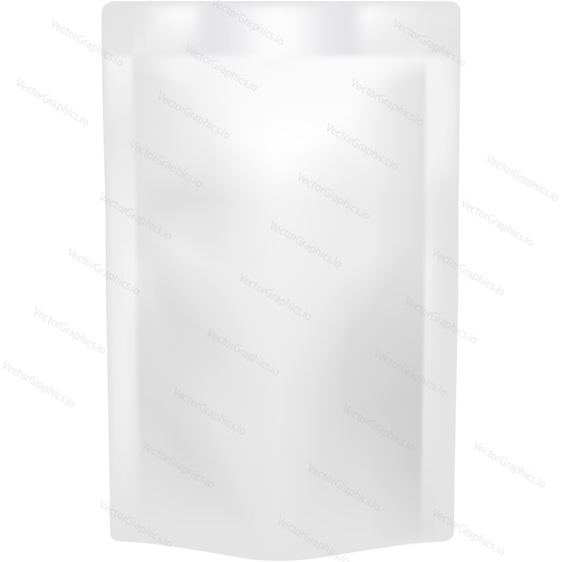 Bag mockup icon. Sachet pack vector template. Empty blank food pouch isolated on white background