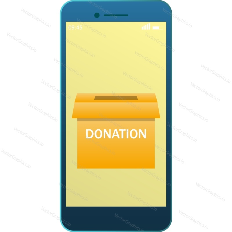 Mobile icon. Donate and charity online vector. Money giving via phone. Smartphone with donation box isolated on white background