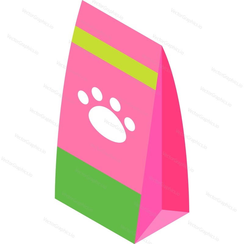 Dog food pack bag vector. Dry feed package icon isolated on white background. Veterinarian puppy shop symbol