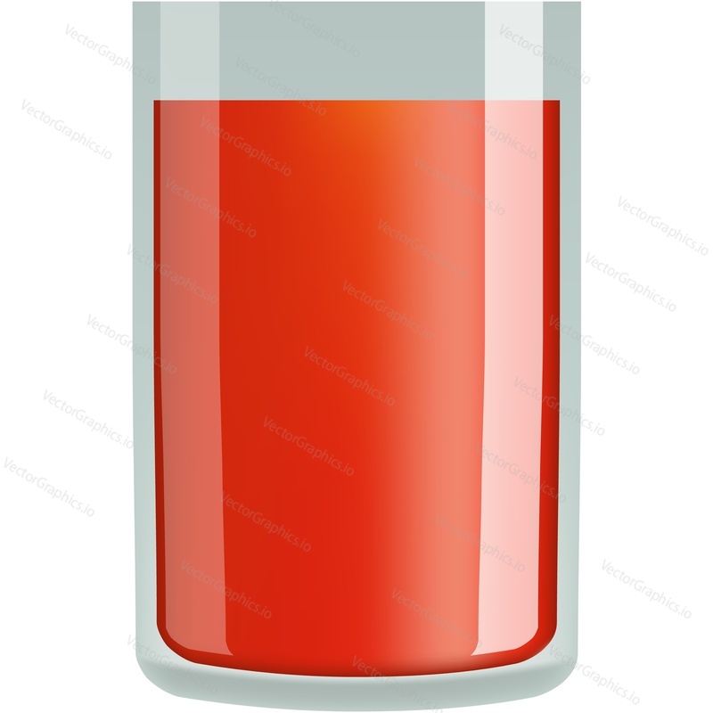 Tomato juice in glass vector icon. Red sauce, smoothie or cocktail from vegetable isolated on white background