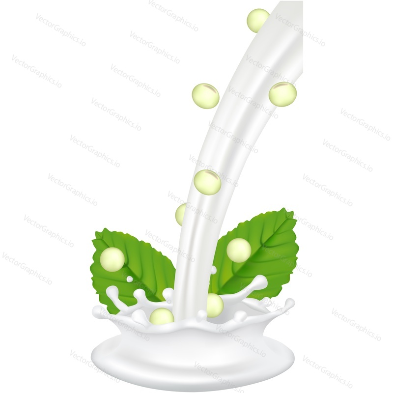 Pouring soymilk with soy seeds vector icon for package realistic design