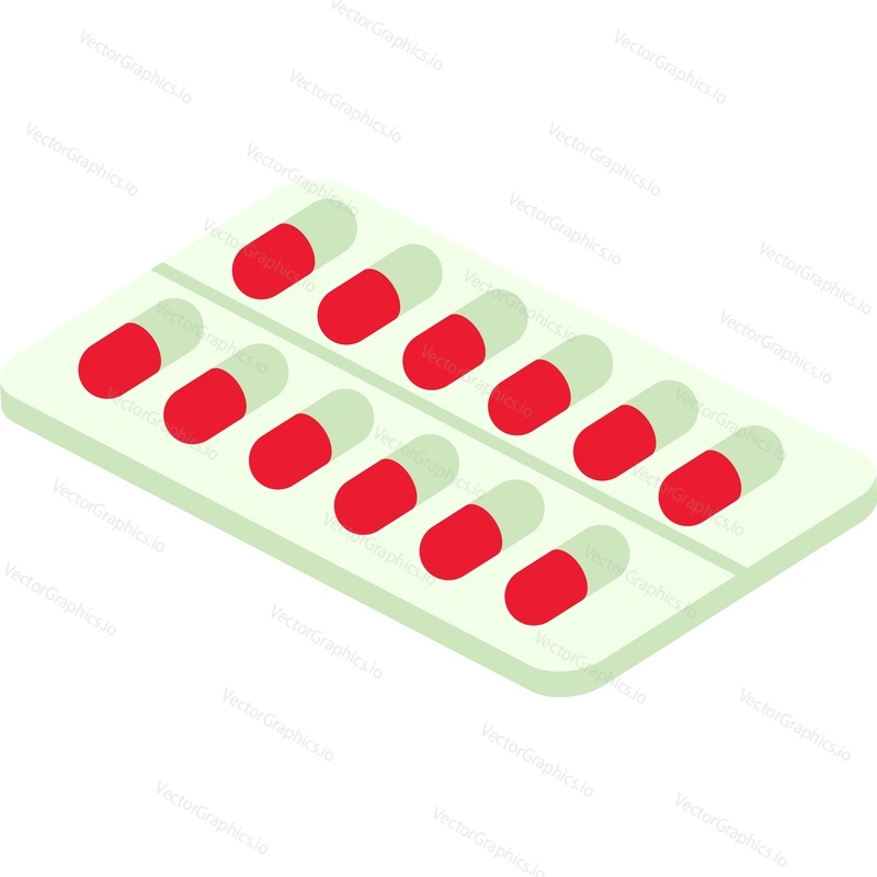 Pills capsule blister vector. Drug pack icon. Medicine drugstore or veterinarian pet shop symbol isolated on white background