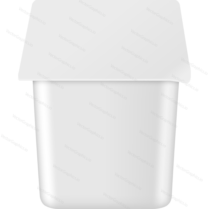 Yogurt packaging box realistic vector icon. Closed plastic container isolated on white background. Branding and advertising