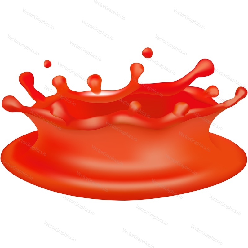Tomato juice splash vector icon. Package design element isolated on white background