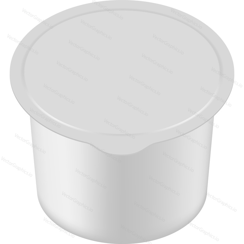 Vector box template. Blank plastic container icon. Packaging design for yogurt isolated on white background