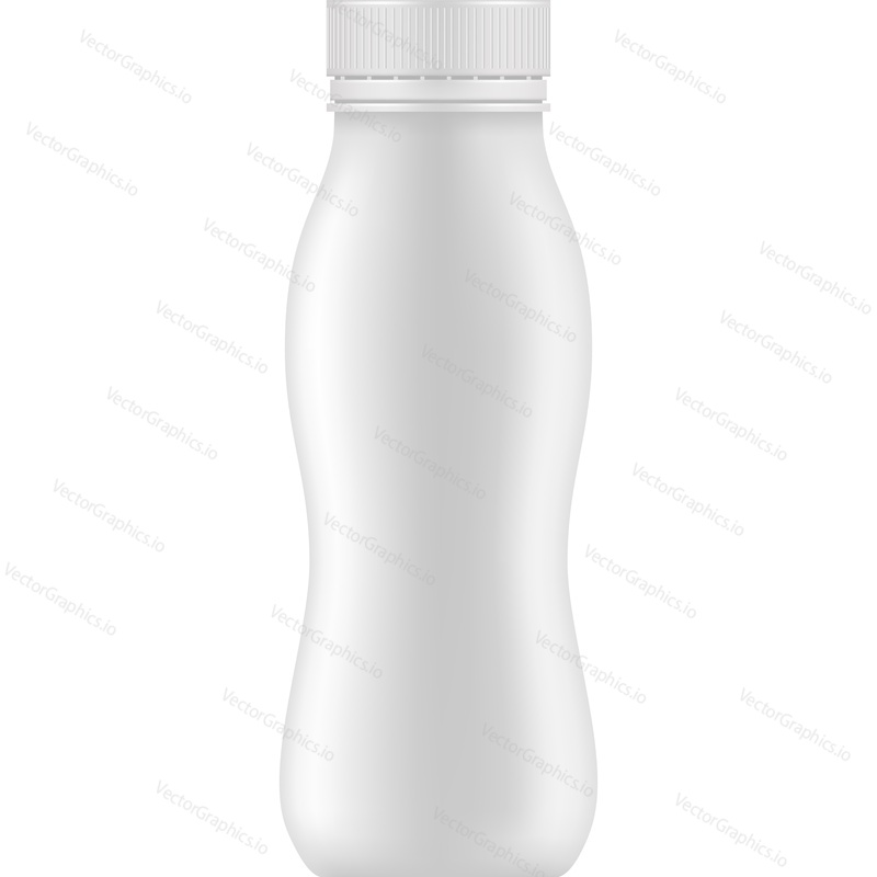 Realistic yogurt bottle mockup vector 3d icon. Blank package flask template isolated on white background. Branding and packaging realistic design