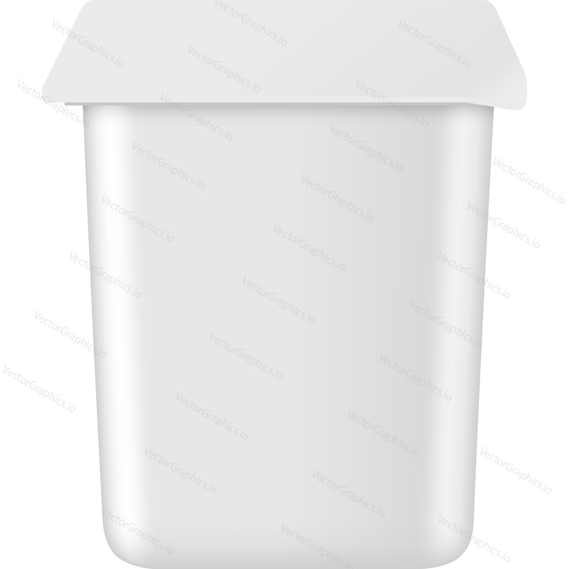 Yogurt cup mockup realistic vector icon. Blank container template isolated on white background