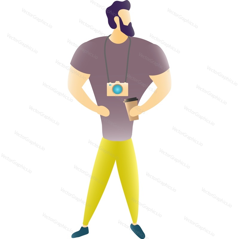 Vector man hipster traveler with
